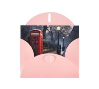Pink MJHKXLJ Red Phone Booth London Street Prints Pearlized Greeting Card - Envelope Included - Perfect for Christmas, Birthdays, Valentines, Weddings, and More