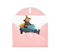 Pink MJHKXLJ Scarecrow driving a car Prints Pearlized Greeting Card - Envelope Included - Perfect for Christmas, Birthdays, Valentines, Weddings, and More