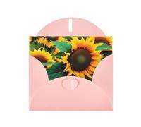 Pink MJHKXLJ Weed with Sunflower Prints Pearlized Greeting Card - Envelope Included - Perfect for Christmas, Birthdays, Valentines, Weddings, and More