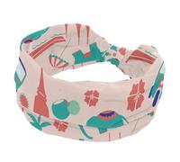 Pink Modern Thai Elephant Pattern Wide Headbands for Women, Non Slip Sports Hair Bands, Stretchy Head bands, Fahion Wide Headband for Yoga, Workout, Daily