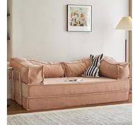 Pink Modular Cloud Sofa, Boneless Couch with Armrests & Backrest, Compression Design, Corduroy Fabric, Perfect for Living Room, Bedroom & Office, 59.1in Couch in a Box