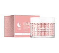 Pink moisturizing capsule face cream, repairs and nourishes deeply hydrates, niacinamide brightens skin, contains hyaluronic acid, niacinamide, and hydrolyzed collagen.
