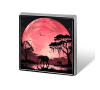 Pink Moon Elephant Badge Square Lapel Pins Metal Brooch Badges Art Enamel Brooch Badge Elegant Lapel Pins for Jackets Backpacks Hat Decoration Accessories