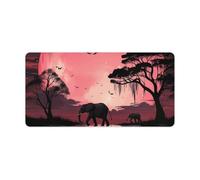 Pink Moon Elephant Desk Pad Waterproof Writing Mouse Pad Non-Slip Laptop Desk Protector Large Office Desk Mat Computer Keyboard Rubber Mat for Work Home Decor 12" X 24"
