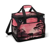 Pink Moon Elephant Lunch Box Large Capacity Insulated Cooler Bag Lightweight Portable Ice Chest Box Waterproof Collapsible Ice Chest Travel Cooler for Camping Dinner Party
