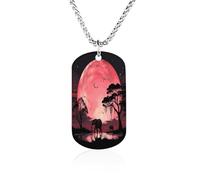 Pink Moon Elephant Memorial Necklace Personalized Necklace Titanium Steel Locket Necklaces Memorial Gifts for Men Women Father Boyfriend Festival Birthday Necklaces