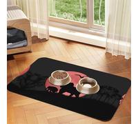 Pink Moon Elephant Printed Pet Bowl Mats, Non-Slip And Tasteless Dog And Cat Feeding Mats