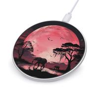Pink Moon Elephant Round Fast Wireless Charging Pad