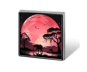 Pink Moon Elephant Square Badges Metal Memorial Pins Exquisite Button Badge Lapel Pins Fashion Square Brooch Crafts Gifts Clothes Decorative Pin for Adult Brooch