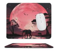 Pink Moon Elephant Stitched Edge Mouse Pad