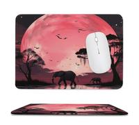 Pink Moon Elephant Stitched Edge Mouse Pad