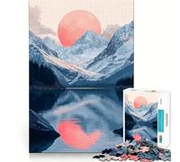 Pink Moon Over Mountains 1000 Piece Jigsaw Puzzle for Adults Smart Reason Toy Home Enjoy Sharp Edge Santa Wish Item (38x26cm)