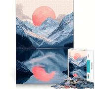 Pink Moon Over Mountains Adult Jigsaw Puzzle1000 Pieces Brain Teaser Mental Relax Pattern Assembly Santa Wish Item (50x75cm)