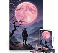 Pink Moon Samurai Warrior 1000 Piece Jigsaw Puzzles for Teenagers Jigsaw Think Game Calm Mind Quality Edge (50x75cm)