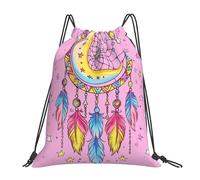 Pink Moon Stars Dream Catchers Cinch Sack Pack Portable Drawstring Backpack Waterproof Swimming Bag For Outdoor Travel Hiking 36X42Cm