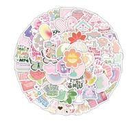 Pink Motivational Stickers, 100 Pcs Vinyl Waterproof Stickers, Coloured Aesthetic Stickers, Waterproof Vinyl Stickers, for Laptop Phone Suitcase Journal Water Bottles Diary Guitar, multicolor