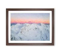 Pink Mountain Ridge In Romania In Abstract Modern Art Framed Print | A3 Walnut Framed Wall Art | Ready to Hang | Abstract Landscape Picture | Living Room Bedroom Lounge Office