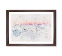 Pink Mountain Ridge in Romania Watercolour Framed Print | A2 Walnut Framed Wall Art | Ready to Hang | Modern Landscape Picture | Living Room Bedroom Lounge Office