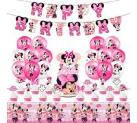 Pink Mouse Birthday Party Supplies, Oh Twodles Girl Party Decorations Includes Happy Birthday Banner, Balloons, Cake Cupcake Toppers, Tablecloth, for Girls Cartoon Birthday Baby Shower Party Supplies