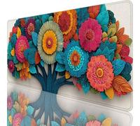 Pink Mouse Mat 1200 x 600 x 3 mm Large Gaming Mouse Pad Tree Of Life Desk Mat with Stitched Edges, Mousepad Non Slip Rubber Base, Waterproof Soft Desk Pad, Pc Accessories for Home Office Decor l-8384