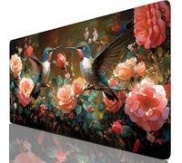 Pink Mouse Mat 20.5x9.8x0.12 inches XXL Gaming Mouse Pad Peony Desk Mat, Desk Accessories with Non-Slip Base and Stitched Edge, Improved Precision and Speed Gaming Mousepad for PC Laptop,Office Y8-871