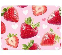 Pink Mouse Mat 200x150x3mm Strawberry Mouse Pad, Thick Non-Slip Rubber Base Desk Mat and Stitched Edge, Optimised for Gaming Sensors Mousepad Office Accessorie for Home Computers Learning PC, Model464