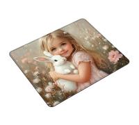 Pink Mouse Mat 29 x 24 cm Small Mouse Pad Girl Waterproof Mousepad Gaming Desk Accessories, Anti-slip Rubber Base Mousemat with Stitched Edge for Office, Learning, Desktop Decor, Gifts for Men S0-114