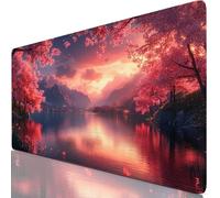 Pink Mouse Mat 31.5x15.7x0.12 inches XXL Gaming Mouse Pad Japan Desk Mat, Desk Accessories with Non-Slip Base and Stitched Edge, Improved Precision and Speed Gaming Mousepad for Laptop, Office Y8-853