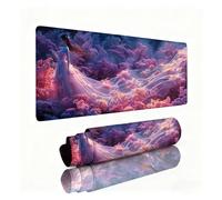 Pink Mouse Mat Bride Gaming Mouse Pad Desk Pad 900x400x3mm, Non-Slip Desk Mat Large, Waterproof Soft Cloth, Durable Stitched Edges, Table Protector for Office and Home, Decor Accessories Gifts 0B-740