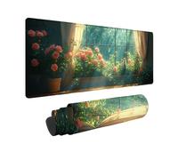 Pink Mouse Mat Flowers Mouse Pad 60x32inch, Washable Mousepad, Gaming Mousepad Office Accessories with Anti-Slip Rubber Base Double Stitched Edges for Laptop Office, Decor, Gifts for Men -TL41L6