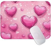 Pink Mouse Mat for Office and Gaming, Love Mouse Pad Small 35 x 30 cm, Non-Slip & Sweat-Resistant & Quiet Glide, Perfect for Desktop/Laptop, for Gamers, Students or Office Workers M3-832
