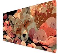 Pink Mouse Mat Fox Gaming Mouse Pad Large XXL Desk Mat with Non-Slip Base and Stitched Edge Keyboard Pad for Gaming/Home/Office Work/Accessories, Improved Precision and Speed (120 x 60cm) 1685-1wxl