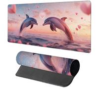 Pink Mouse Mat Gaming, Dolphin Mouse Pad 1000x500x3mm, Extended XXL Desk Mat Large with Stitched Edges, Improved Precision and Speed Non-Slip Rubber Base Mousepad for Office Accessories, Gifts Z-1460