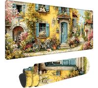 Pink Mouse Mat Large 600x300x3 mm Extended Gaming Mouse Pad Small Town Desk Mat With Stitched Edges, Waterproof Soft Cloth Mousepad, Non-Slip Rubber Base Desk Pad for Office Accessories Gifts z-7286