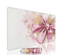 Pink Mouse Mat Large Gaming Mouse Pad Rosette Computer Keyboard Pads xxl 900x500x3mm Waterproof Smooth Cloth Surface with Rubber Base Non-Slip Desk Matt with Stitched Edges for Laptop, Office w-6944