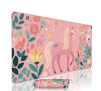 Pink Mouse Mat Large Gaming Mouse Pad Unicorn Computer Keyboard Pads xxl 500x250x3mm Waterproof Smooth Cloth Surface with Rubber Base Non-Slip Desk Matt with Stitched Edges for Laptop, Office w-6170