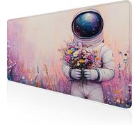 Pink Mouse Mat, Large Mousepad 1000x500x3mm Astronaut Gaming Mouse Pad, Desk Pad with Stitched Edges, Waterproof Keyboard Mat Non-Slip Rubber Base for Office, Home Desk Accessories for Men D1-914