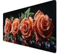 Pink Mouse Mat Rose Gaming Mouse Pad XXL 60 x 30cm Desk Mat Large with Non-Slip Base and Stitched Edge Keyboard Pad for Gaming/Home/Office Work/Accessories Gifts, Improved Precision and Speed p872i