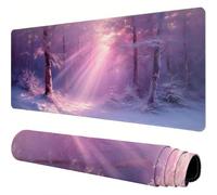 Pink Mouse Mat Winter Desk Mat 700x300x3mm Mouse Pad Large, Waterproof Mousepad with Stitched Edges and Non-Slip Rubber Base Mousemat, Desk Accessories for Men, Work From Home Essentials Gifts J1-855