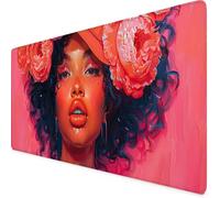 Pink Mouse Mat Woman Gaming Mouse Pad XXL 90 x 40cm Desk Mat Large with Non-Slip Base and Stitched Edge Keyboard Pad for Gaming/Home/Office Work/Accessories Gifts, Improved Precision and Speed p3112i