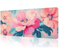 Pink Mouse Mat XXL, Flowers Mouse Matt 700x400mm, Non-Slip Base and Anti-Fray Stitched Edge Mousepad, Durable Design, Precision Control Mousepads, Fits Keyboard/Laptop for PC/Office/Gifts M1-122