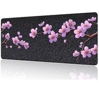 Pink Mouse Mat XXL, Flowers Mouse Matt 800x400mm, Non-Slip Base and Anti-Fray Stitched Edge Mousepad, Durable Design, Precision Control Mousepads, Fits Keyboard/Laptop for PC/Office/Gifts M1-130