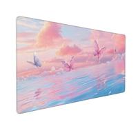 Pink Mouse Mat xxl Gaming Mouse Pad 1200x400 mm non Slip Desk Mat,Butterfly Extended Large Mousepad Waterproof & Durable & Stitched Edges Keyboard Mat for Home,Office,Gaming Room (48x16 Inch) 2S-696