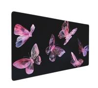 Pink Mouse Mat xxl Gaming Mouse Pad 1400x600 mm non Slip Desk Mat,Butterfly Extended Large Mousepad Waterproof & Durable & Stitched Edges Keyboard Mat for Home,Office,Gaming Room (56x24 Inch) 2S-107