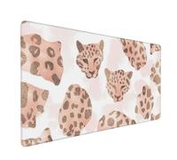 Pink Mouse Mat xxl Gaming Mouse Pad 600x300 mm non Slip Desk Mat, Leopard Extended Large Mousepad Waterproof & Durable & Stitched Edges Keyboard Mat for Home, Office, Gaming Room (24x12 Inch) 2S-536