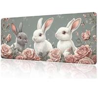 Pink Mouse Mat XXL, Rabbit Mouse Matt 1200x500mm, Non-Slip Base and Anti-Fray Stitched Edge Mousepad, Durable Design, Precision Control Mousepads, Fits Keyboard/Laptop for PC/Office/Gifts M1-518