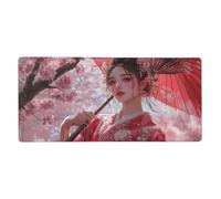 Pink Mouse Pad 1000 x 500 mm Large Mouse Mat Japanese Girls Desk Mat with Water Resist Surface，XXL Mousepad with Anti-Slip Rubber Base，Extended Gaming Mouse Pads for Desktop Decor，Gift Women/Men M892