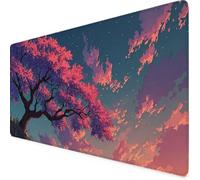 Pink Mouse Pad 120 x 60cm, Large Mouse Mat Sky Desk Mat with Anti-Slip Rubber Base, Waterproof Surface Stitched Edges Keyboard Mat Home Office PC Gaming Desk Accessories for Men, Gifts for Women c2167