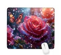 Pink Mouse Pad 420x350x3mm Butterfly Small Mouse Mat with Rubber Base Slogan Non-Slip Splash Resistant Surface Portable Desk Mat for Office, Work Home Gaming Desktop Decor, Woman and Men Gifts J-325