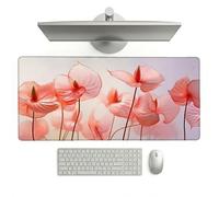 Pink Mouse Pad 900 x 400 x 3 mm Extended Large Mouse Mat, Keyboard Mousemat, Desk Mat Workspace Decor with Anti-Slip Base & Anti-Fray Edges, Waterproof Desk Accessories for Work (Flower) L-x2075